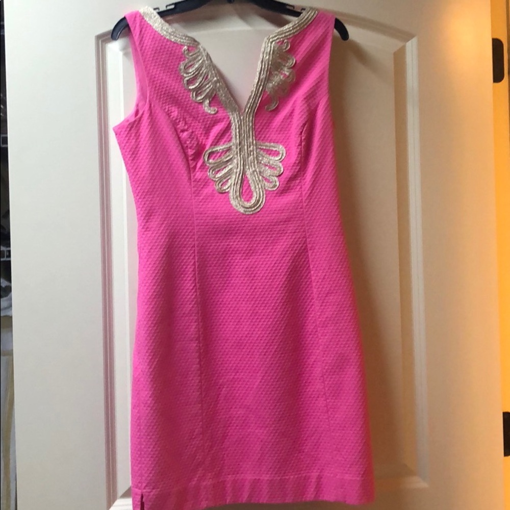 Lilly Pulitzer shift dress with gold detail